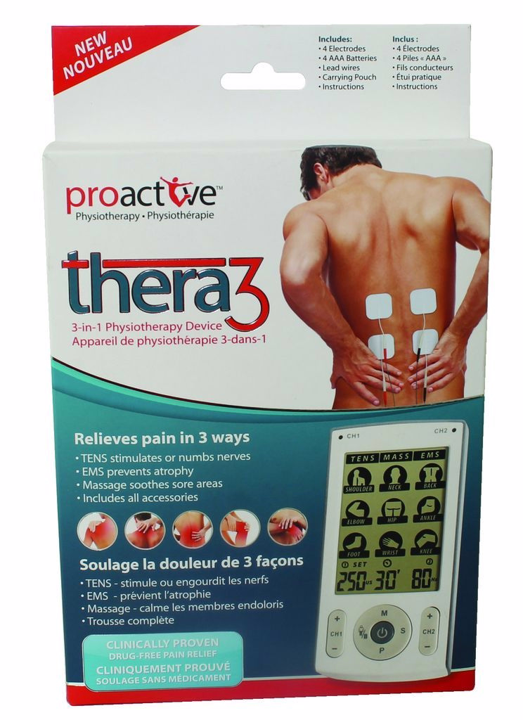 Proactive Thera3 Tens, Ems And Message Unit For Pain Management, White White Standard