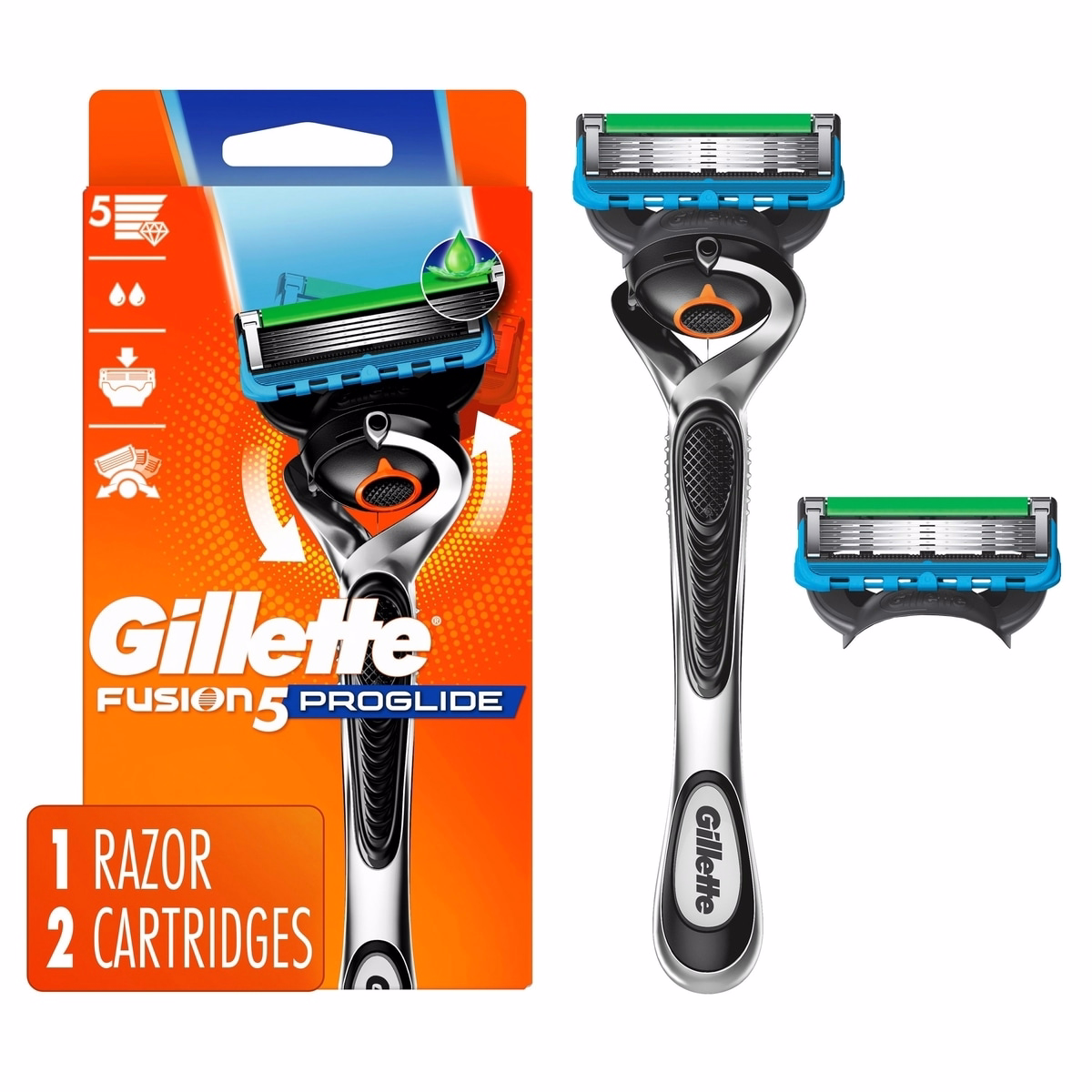 ProGlide Shaving Razor for Men, 1 Razor Handle, 2 Razor Blade Refills, FlexBall Razor Handle and Precision Trimmer for Men