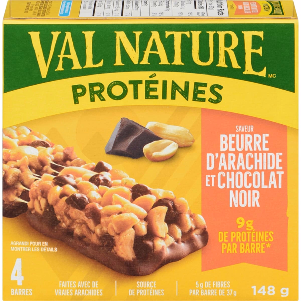 蛋白質燕麥棒，花生醬 黑巧克力，4 條裝