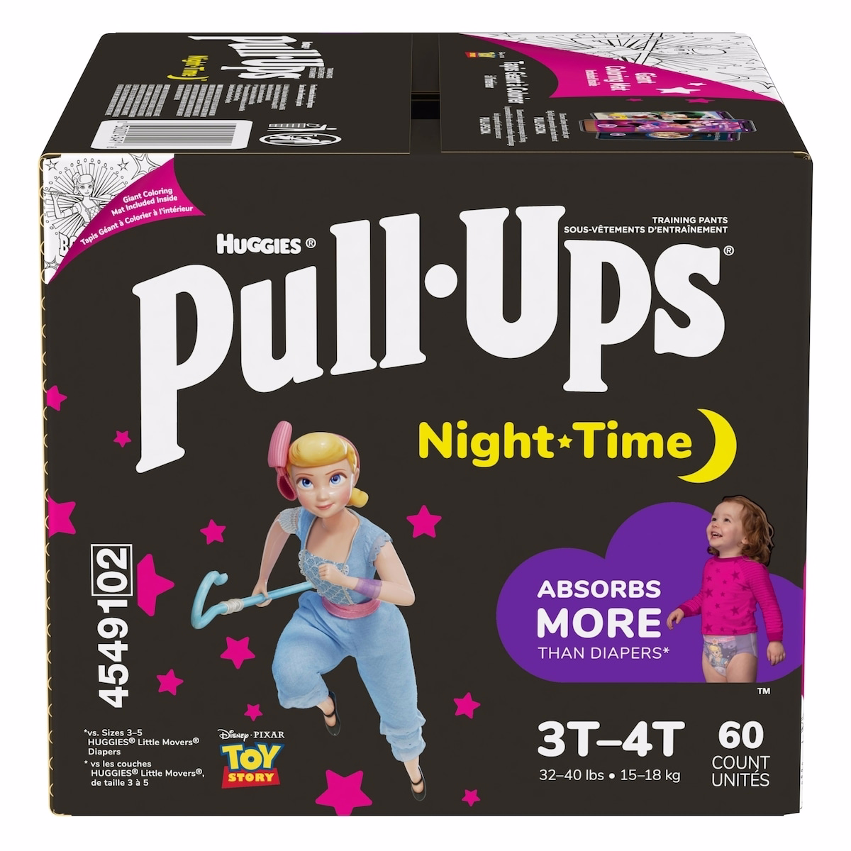 Pantalons d’entraînement Pull-Ups pour filles, nocturnes, 3T-4T, 60 pièces