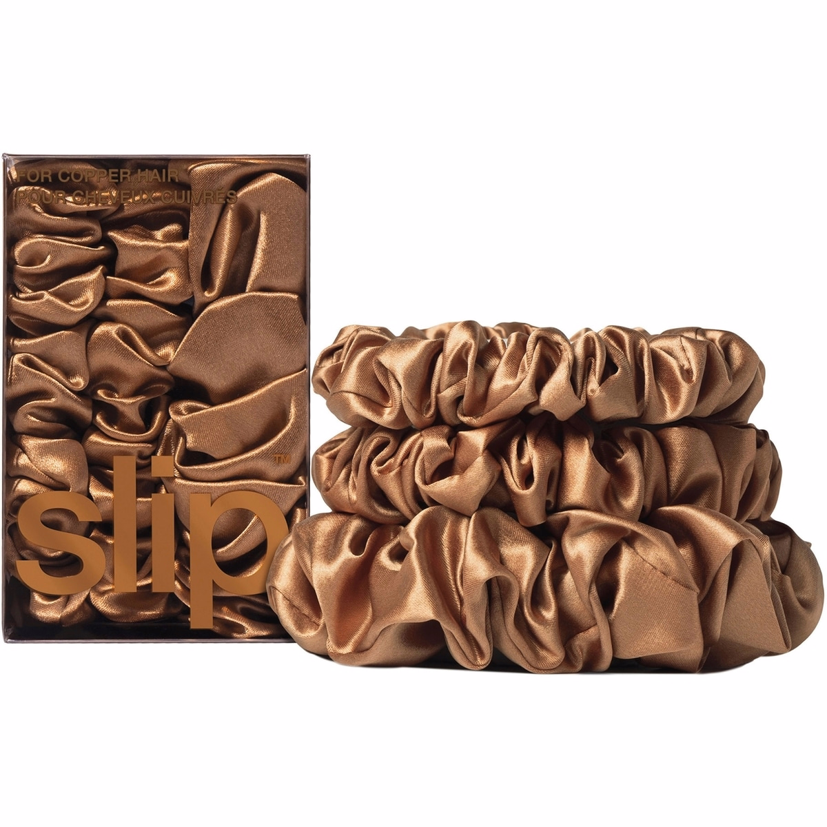 Pure Silk Back To Basics Assorted Scrunchies - Copper