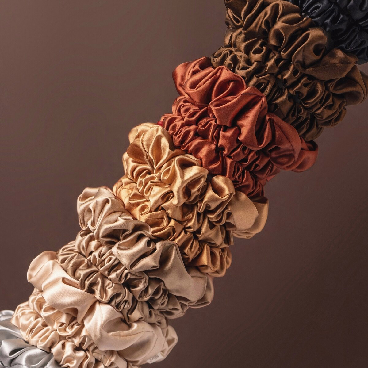 Pure Silk Back To Basics Assorted Scrunchies - Copper Pure Silk Back To Basics Assorted Scrunchies - Copper