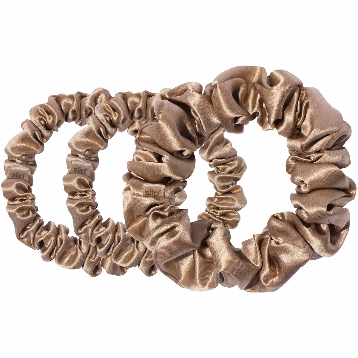 Pure Silk Back To Basics Assorted Scrunchies - Light Brown
