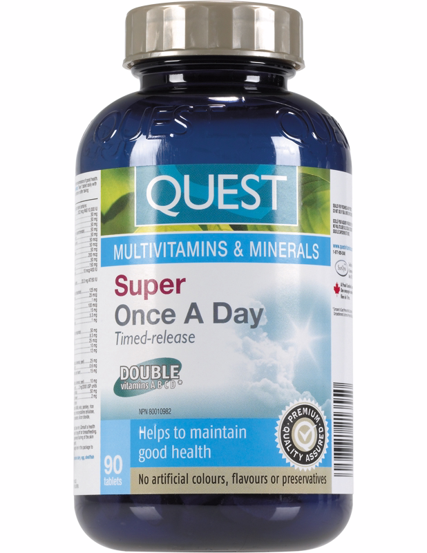 Quest Super Once A Day Time Release Multiple Vitamins and Chelated Minerals - 90 Tablets