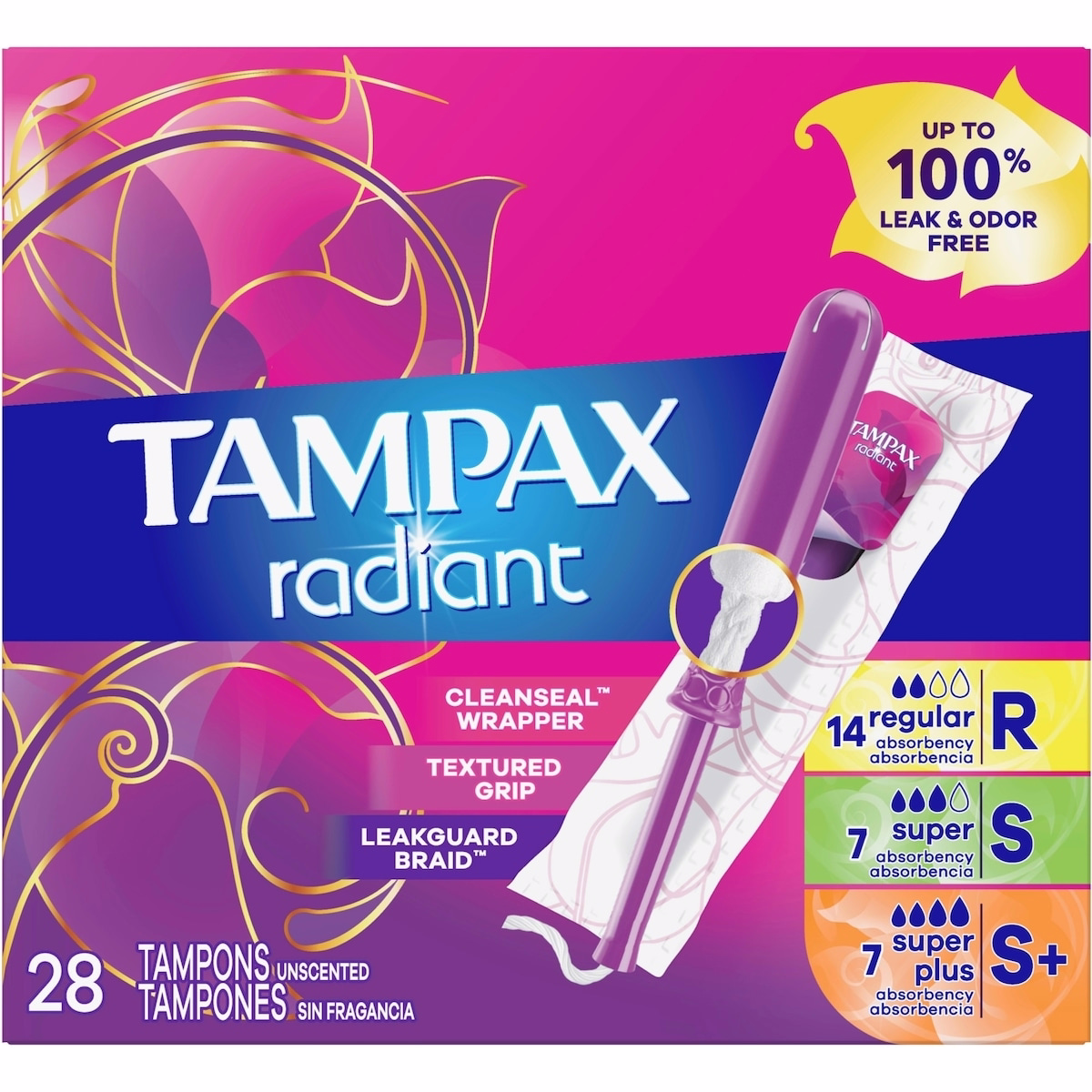 Radiant Tampons Trio Pack Regular/Super/Plus Absorbency, Unscented