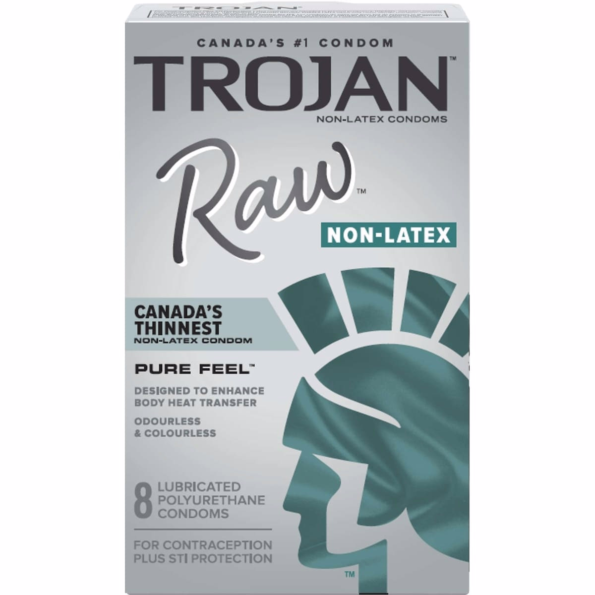Raw Non-Latex Lubricated Pure Feel Condoms, Canada’s Thinnest Non-Latex Condom 8 ct