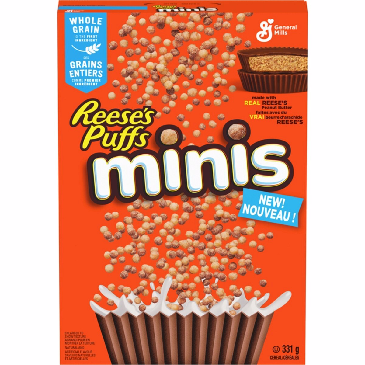 Reese's Puffs Minis Breakfast Cereal, Peanut Butter Chocolate, Whole Grains