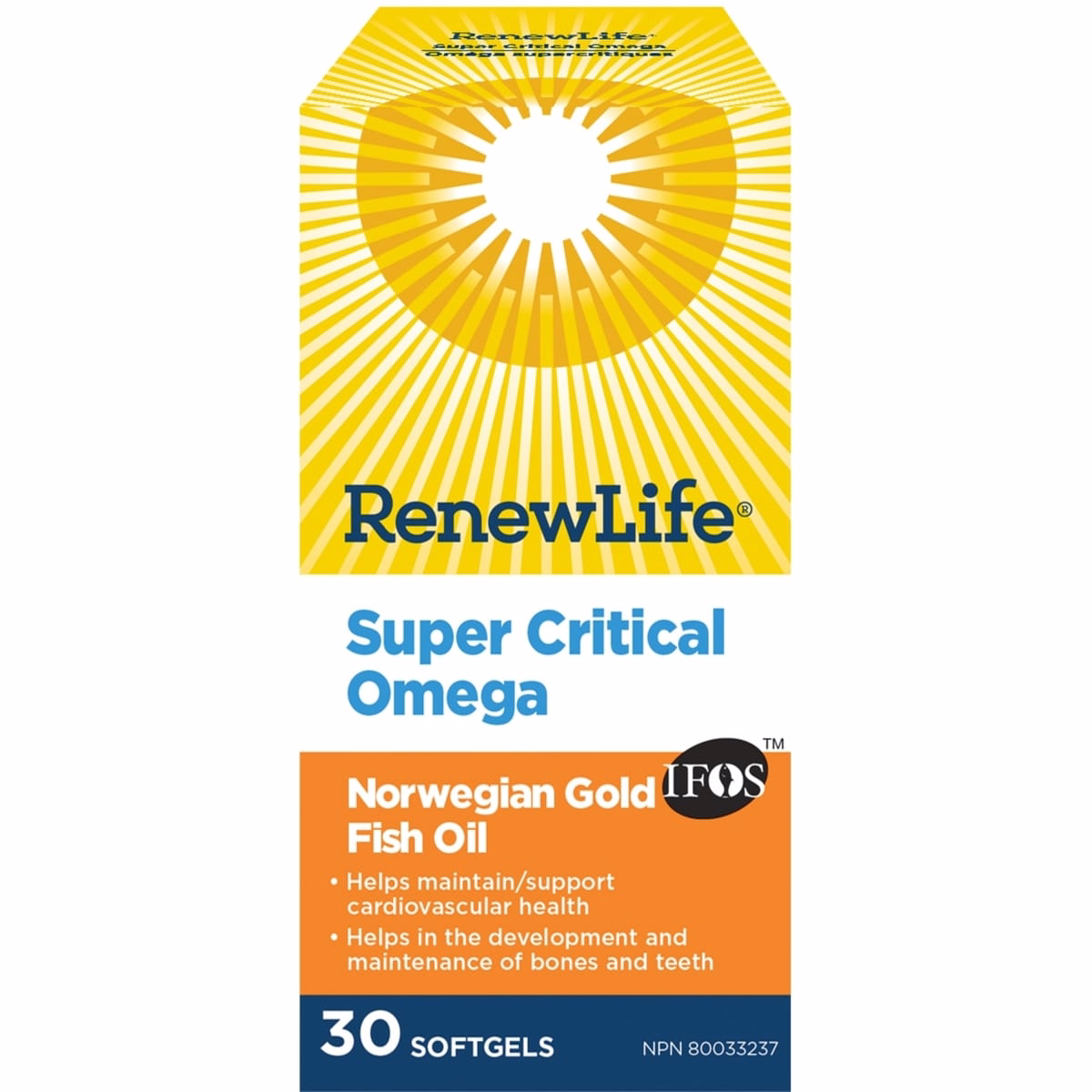 Renew Life® Super Critical Omega Norwegian Gold, Fish Oil and Omega 3's, 30 Softgels