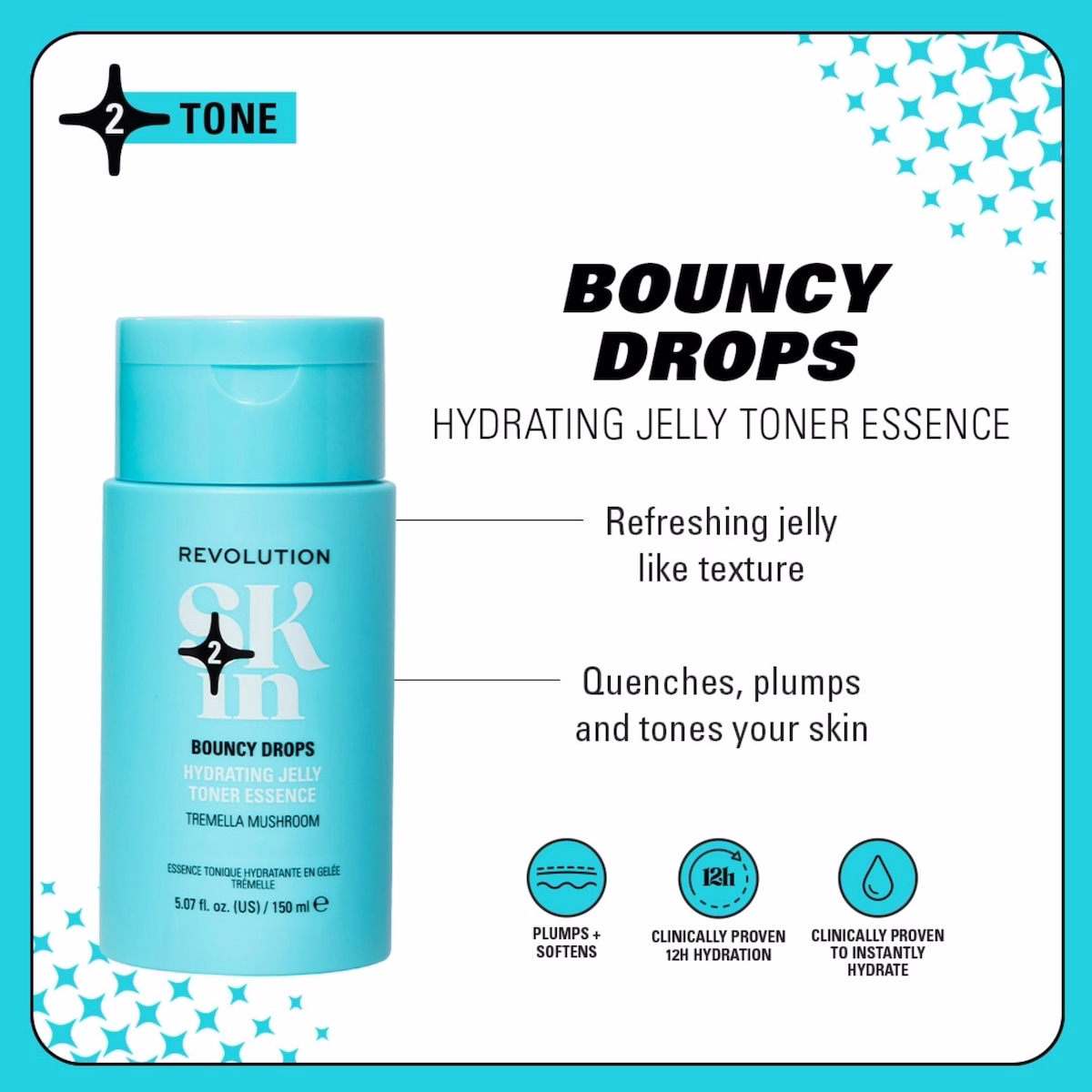 Revolution Skin Bouncy Drops Tremella Mushroom Hydrating Jelly Toner Essence