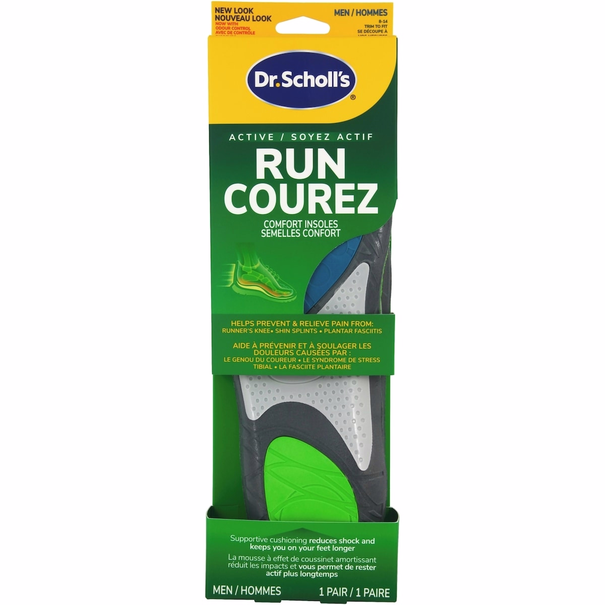 Run Active Comfort Insoles, Men, Trim to Fit Inserts