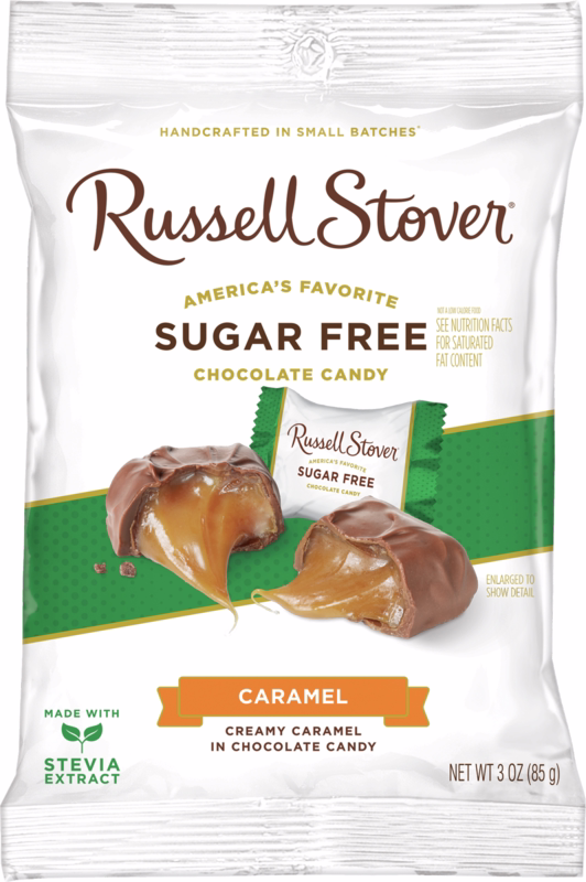 Russell Stover Caramels sans sucre avec Stevia, sachet de 3 oz