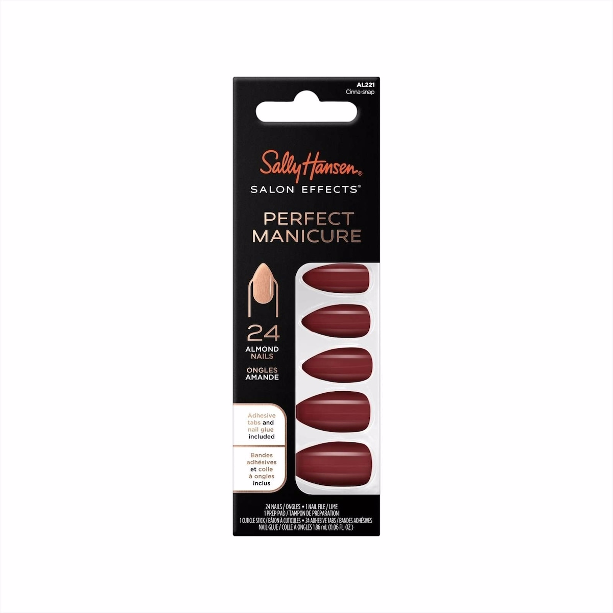 Salon Effects® Perfect Manicure™ press-on nails, longwearing, includes 24 premium fake nail, adhesive tabs and nail glue