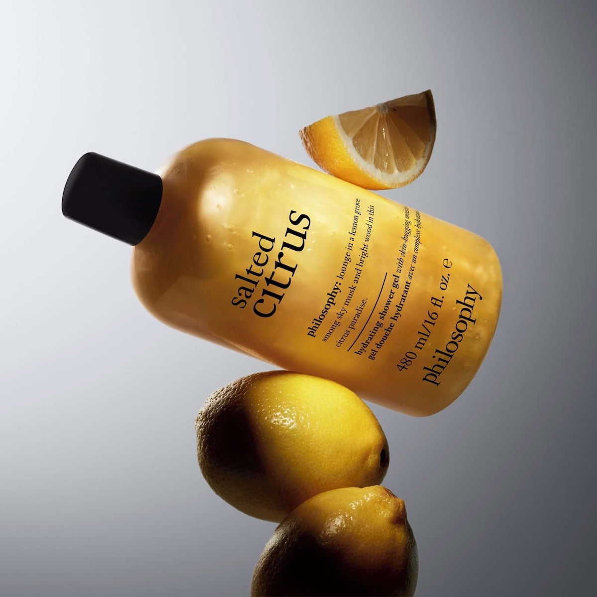 salted citrus shampoo, shower gel & bubble bath for women, cleanses, conditions, softens skin & hair