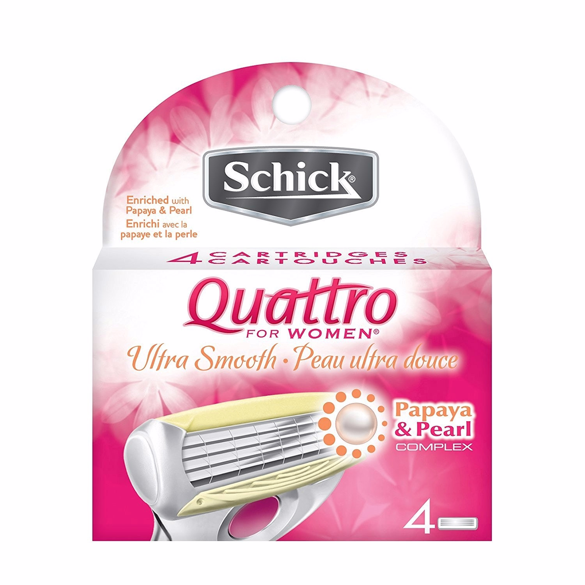 Schick Quattro 울트라 스무스 여성용 면도날 파파야 및 진주 컴플렉스