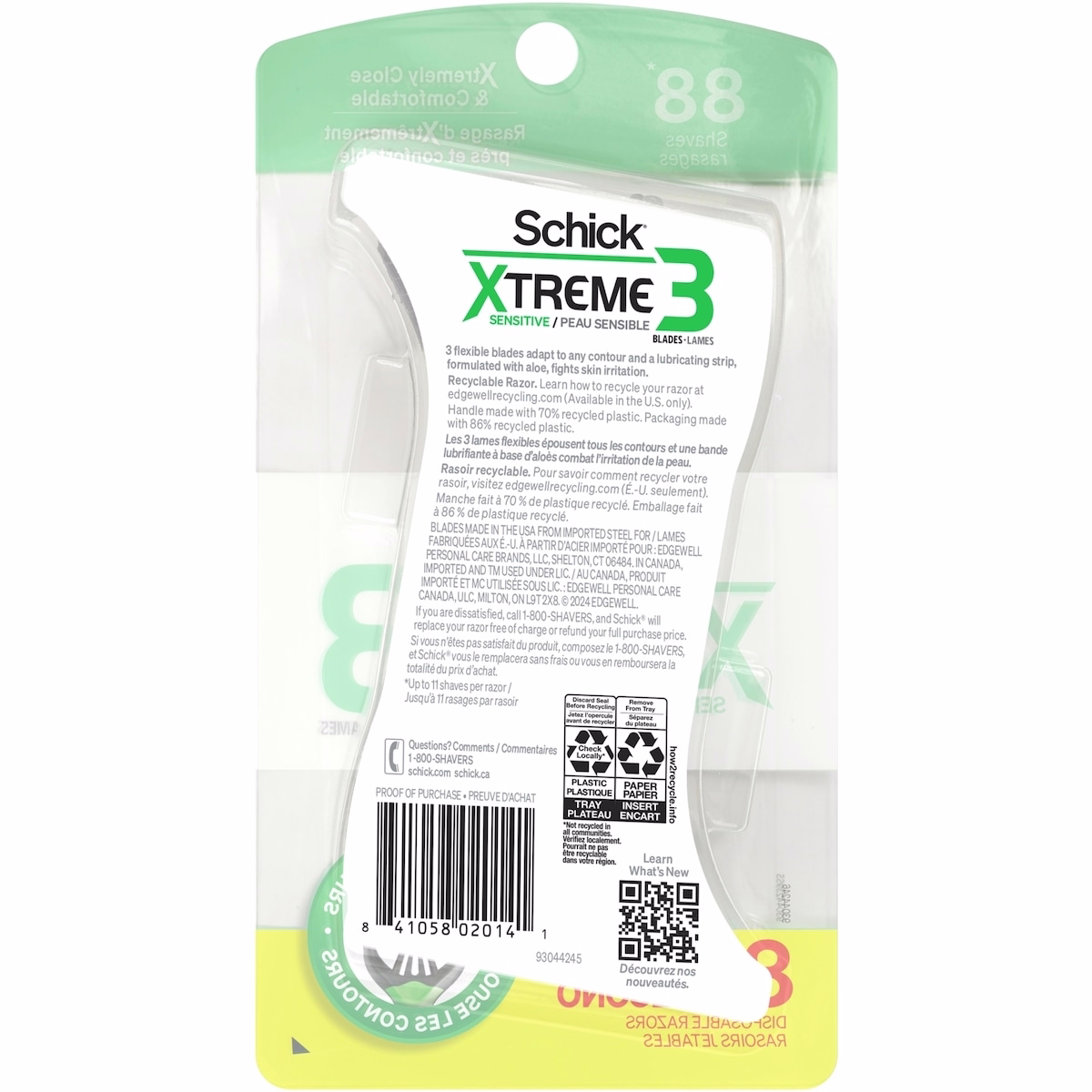 Schick Xtreme 3 Sensitive 3 Blade Disposable Razors for Men, 8 ct.