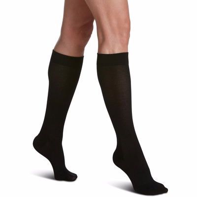 Sea Island Cotton 151ca99 15-20mmhg Womens Closed Toe, Calf Socks - Black, Size A