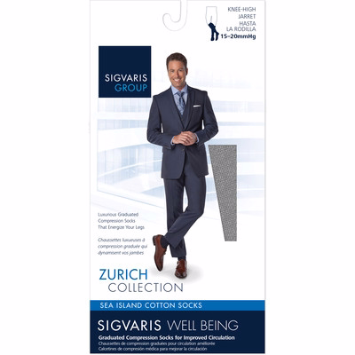 Sea Island Cotton 191ca99 15-20mmhg Mens Closed Toe, Calf Socks - Black, Size A