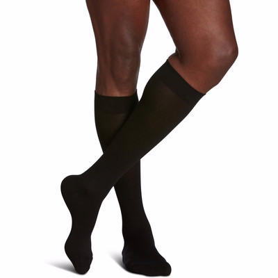 Sea Island Cotton 191cc99 15-20mmhg Mens Closed Toe, Calf Socks - Black, Size C