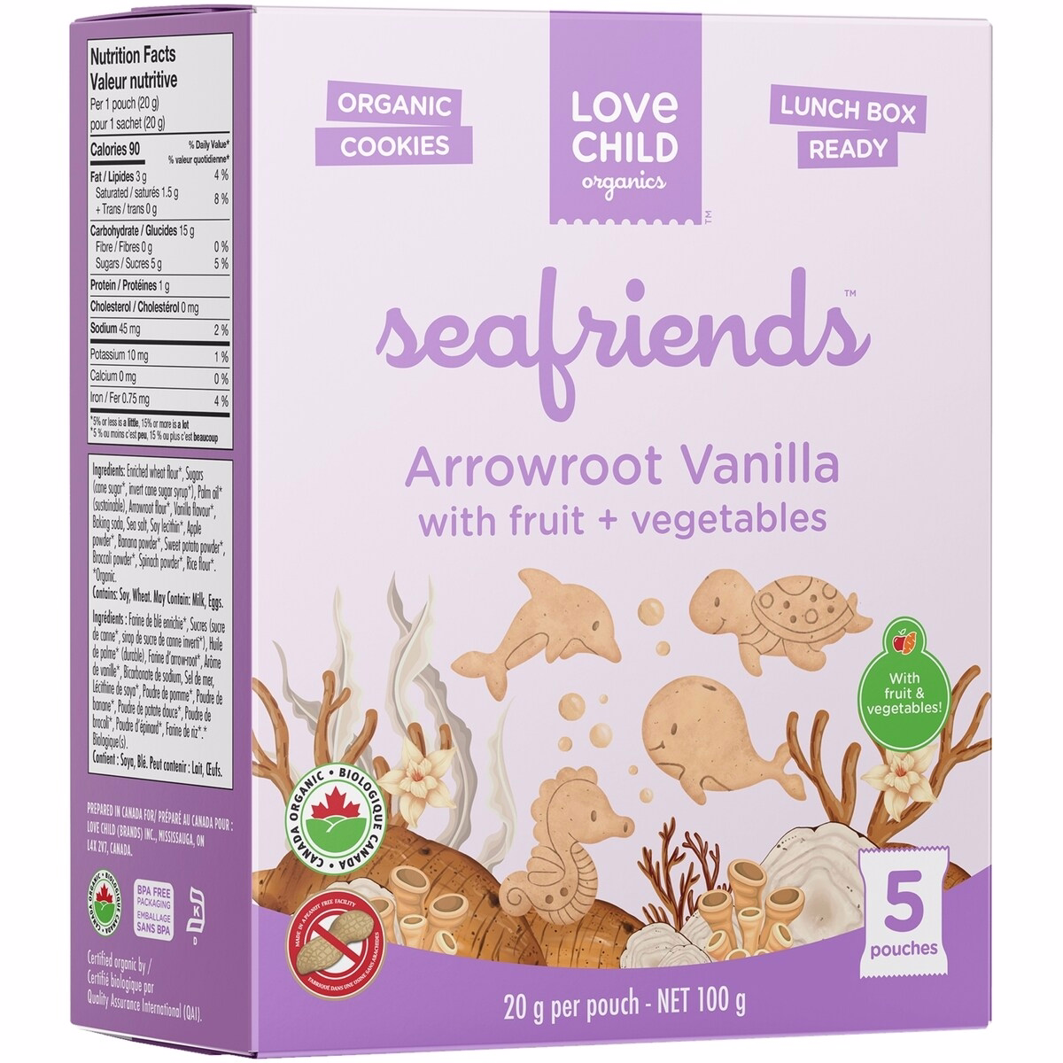 Seafriends Arrowroot Vanilla Cookies Snack Pack