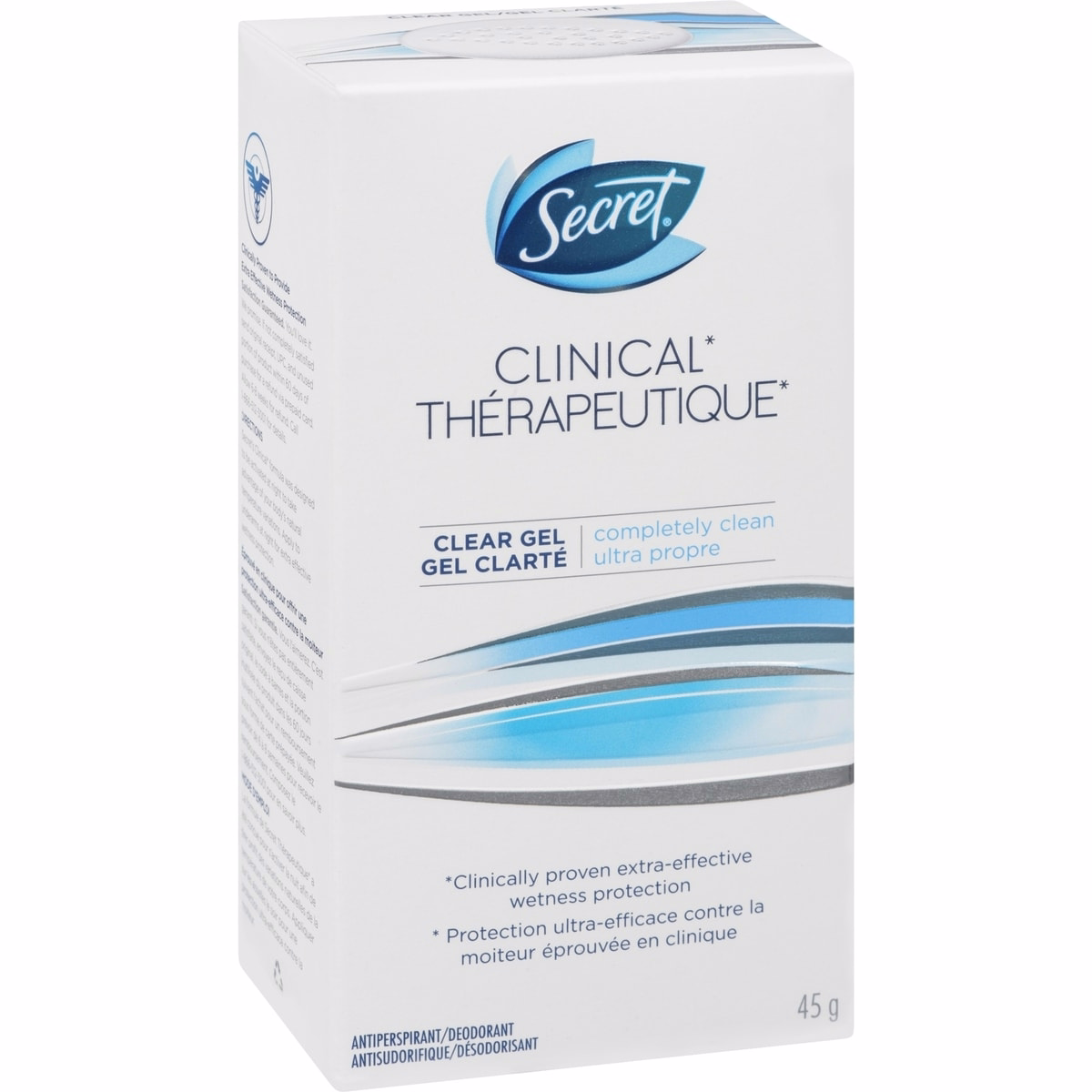 Secret Clinical Antiperspirant and Deodorant Clear Gel, Completely Clean, 45g