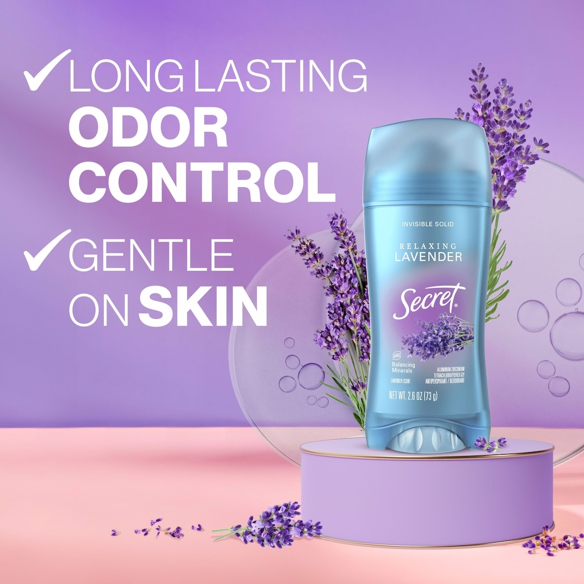 Secret Invisible Solid Antiperspirant and Deodorant, Lavender Scent, 73 grams Secret Invisible Solid Antiperspirant and Deodorant, Lavender Scent, 73 grams