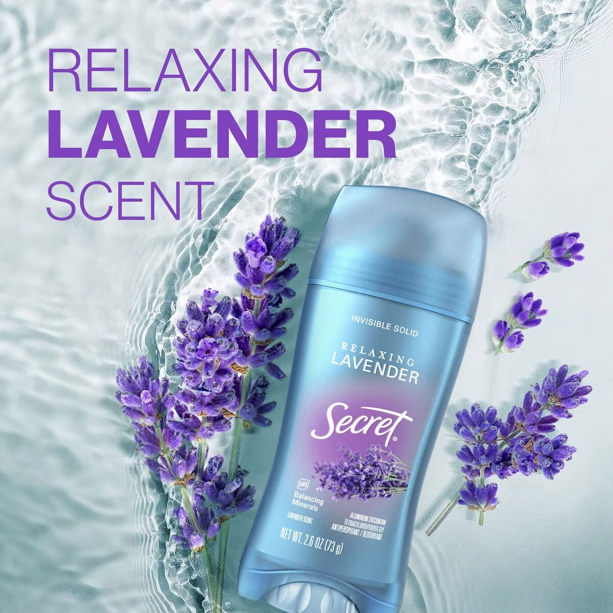 Secret Invisible Solid Antiperspirant and Deodorant, Lavender Scent, 73 grams Secret Invisible Solid Antiperspirant and Deodorant, Lavender Scent, 73 grams