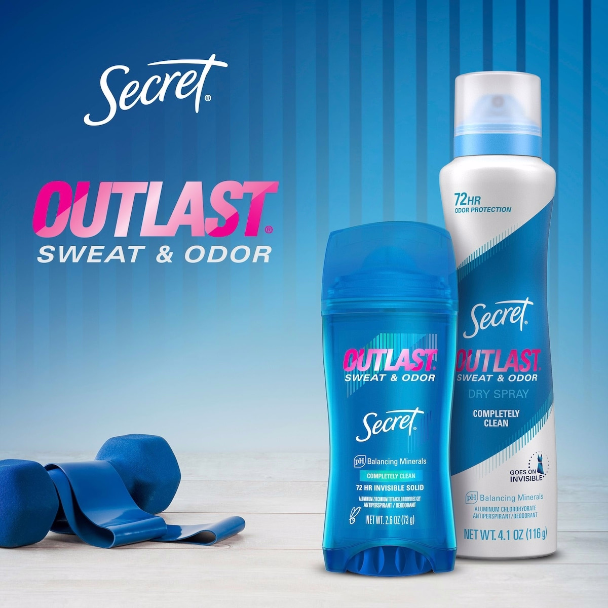 Secret Outlast Sweat & Odor Clear Gel Women's Antiperspirant Deodorant, Completely Clean Scent, 73 grams Secret Outlast Sweat & Odor Clear Gel Women's Antiperspirant Deodorant, Completely Clean Scent, 73 grams