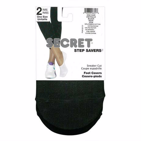 Secret Sneaker Foot Cover 2Pk Black One Size