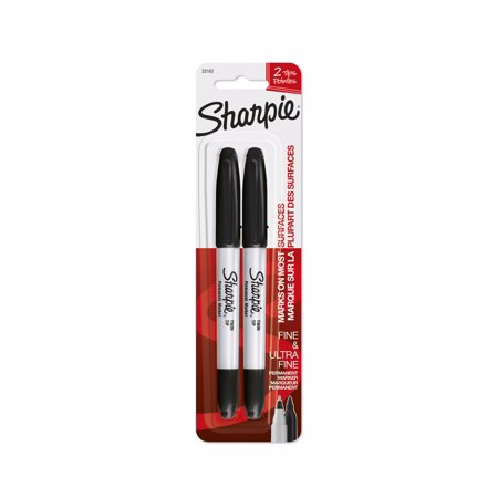 Sharpie Twin Tip Permanent Markers  Fine and Ultra Fine  Black  2 Count