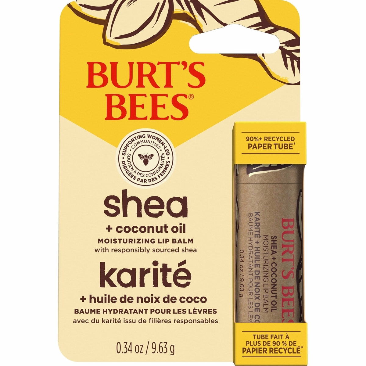 Burt's Bees 乳木果護唇膏紙筒，天然原料護唇