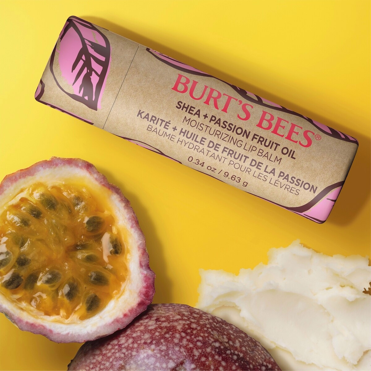 Shea and Passion Fruit Oil Moisturizing Lip Balm Paper Tube, Natural Origin Lip Care