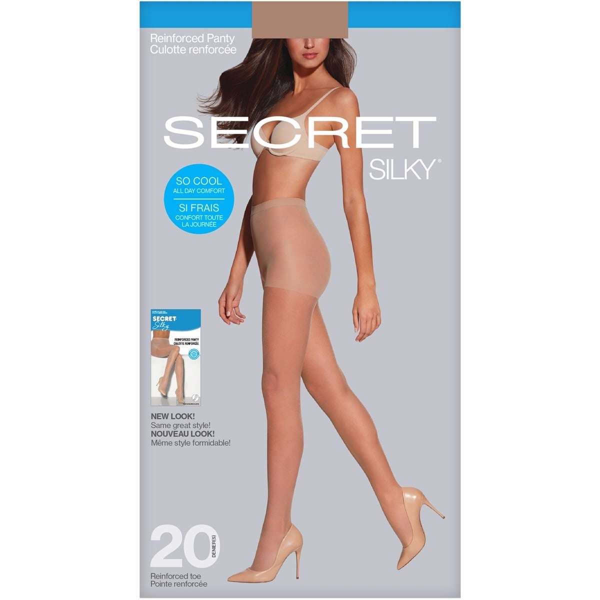 SECRET 실키 시스루 강화 팬티, 강화된 발가락 HeiQ와 함께 - B