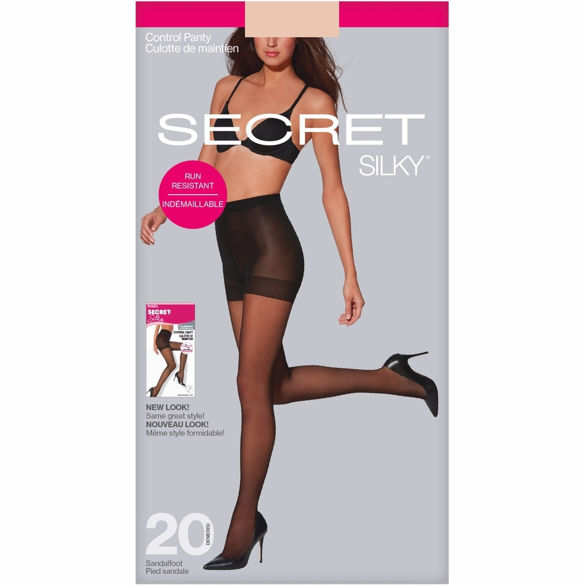 Sheer Run-Resistant Control Top Panty w/Sandalfoot - C