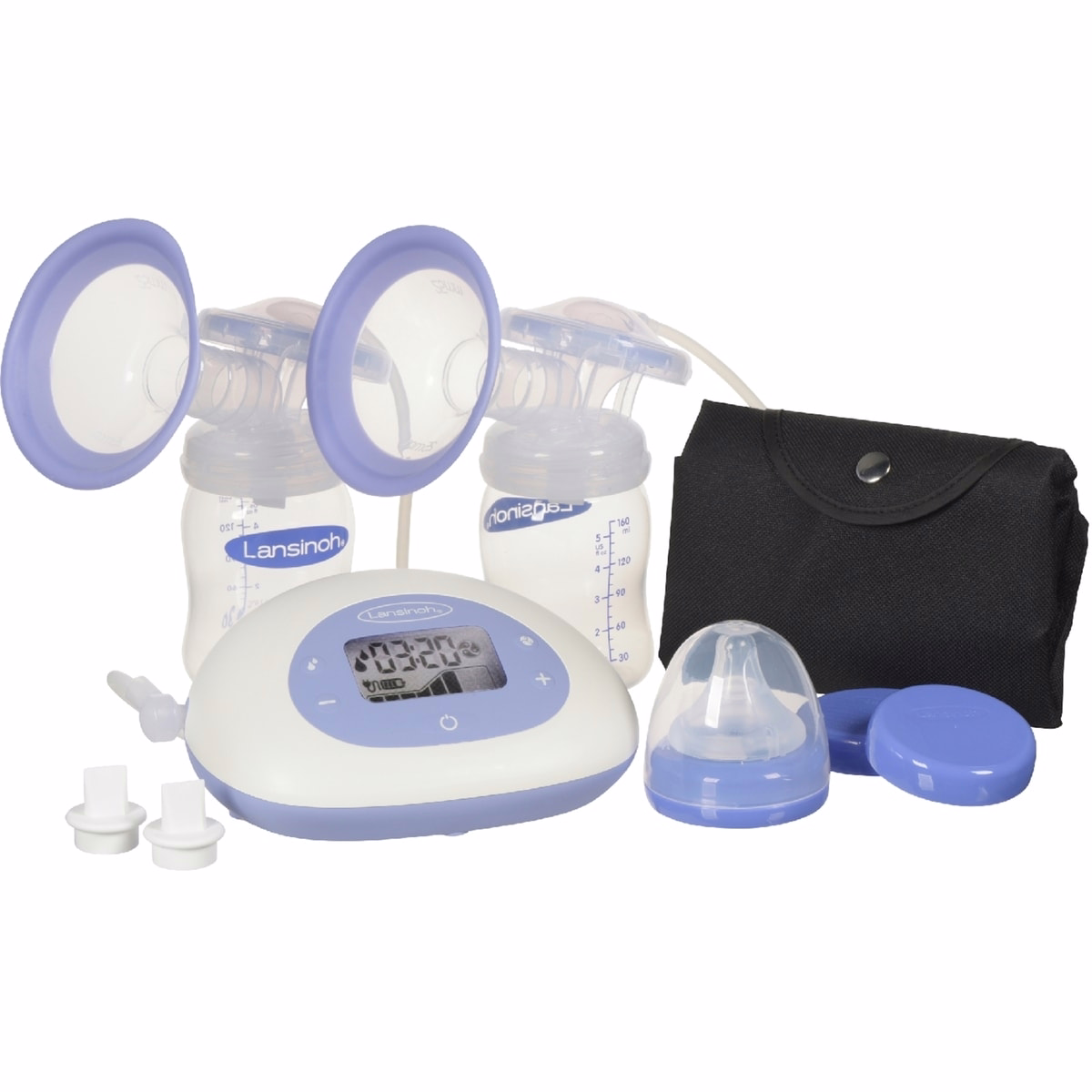SignaturePro Double Electric Breast Pump, Portable, LCD Display, Includes Breast Pump Bag, 25mm Breast Pump Flanges and 2 Lansinoh Baby Bottles SignaturePro Double Electric Breast Pump, Portable, LCD Display, Includes Breast Pump Bag, 25mm Breast Pump Flanges and 2 Lansinoh Baby Bottles