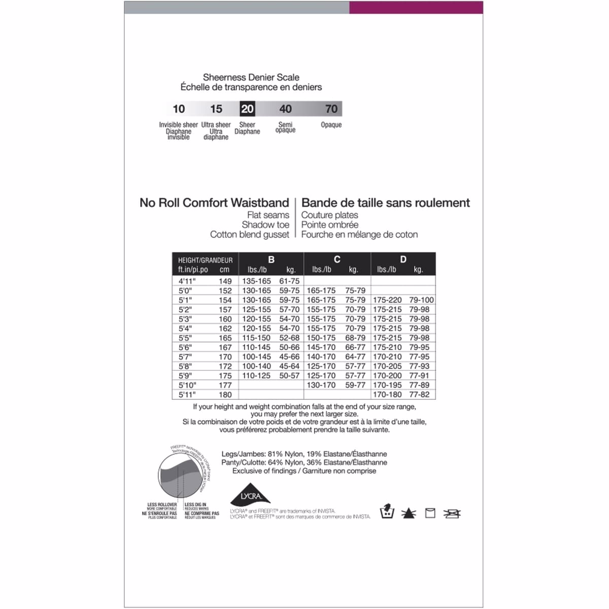 Silky Sheer to Waist Pantyhose No Roll Waistband