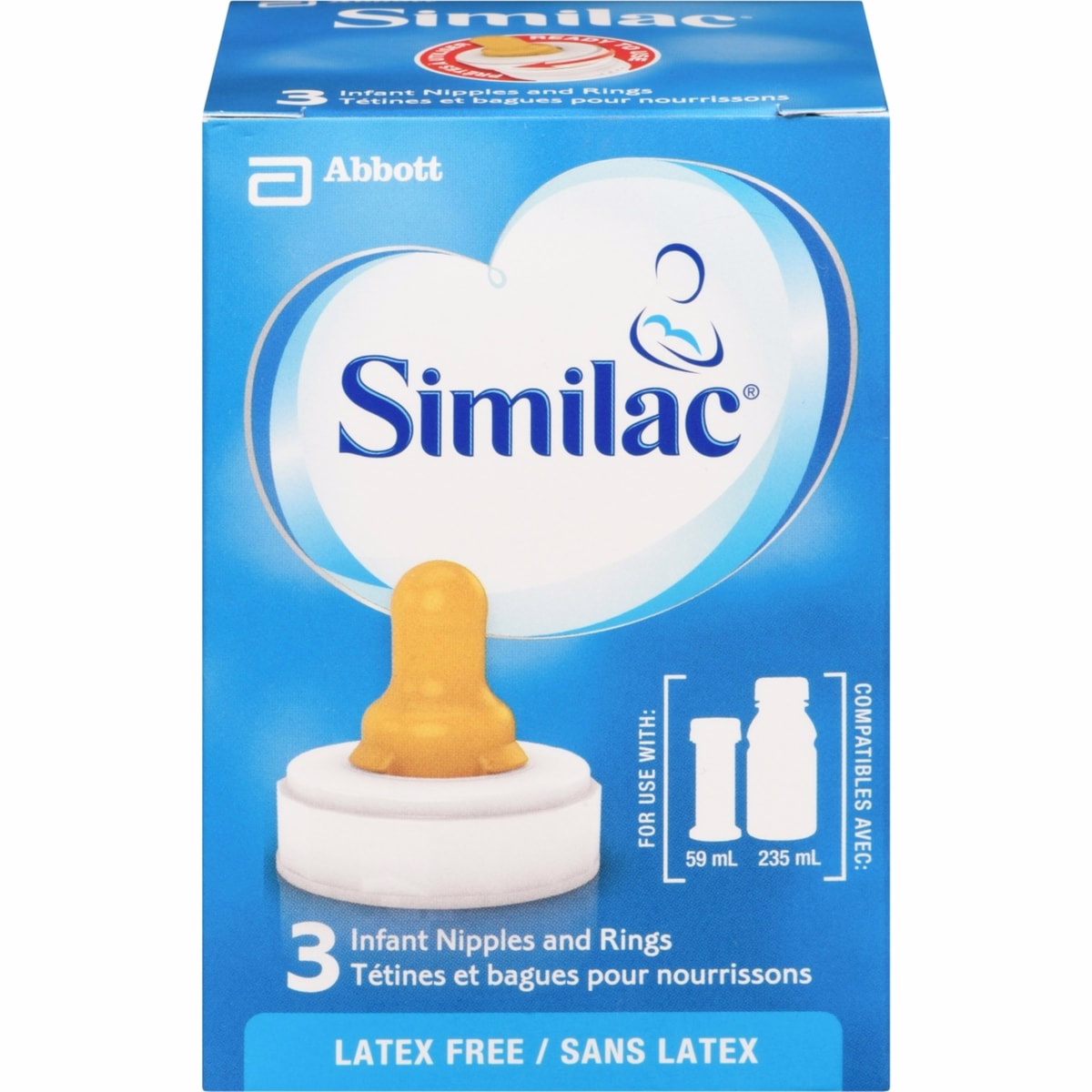 Similac® 嬰兒 標準流量 奶嘴與環，3件裝