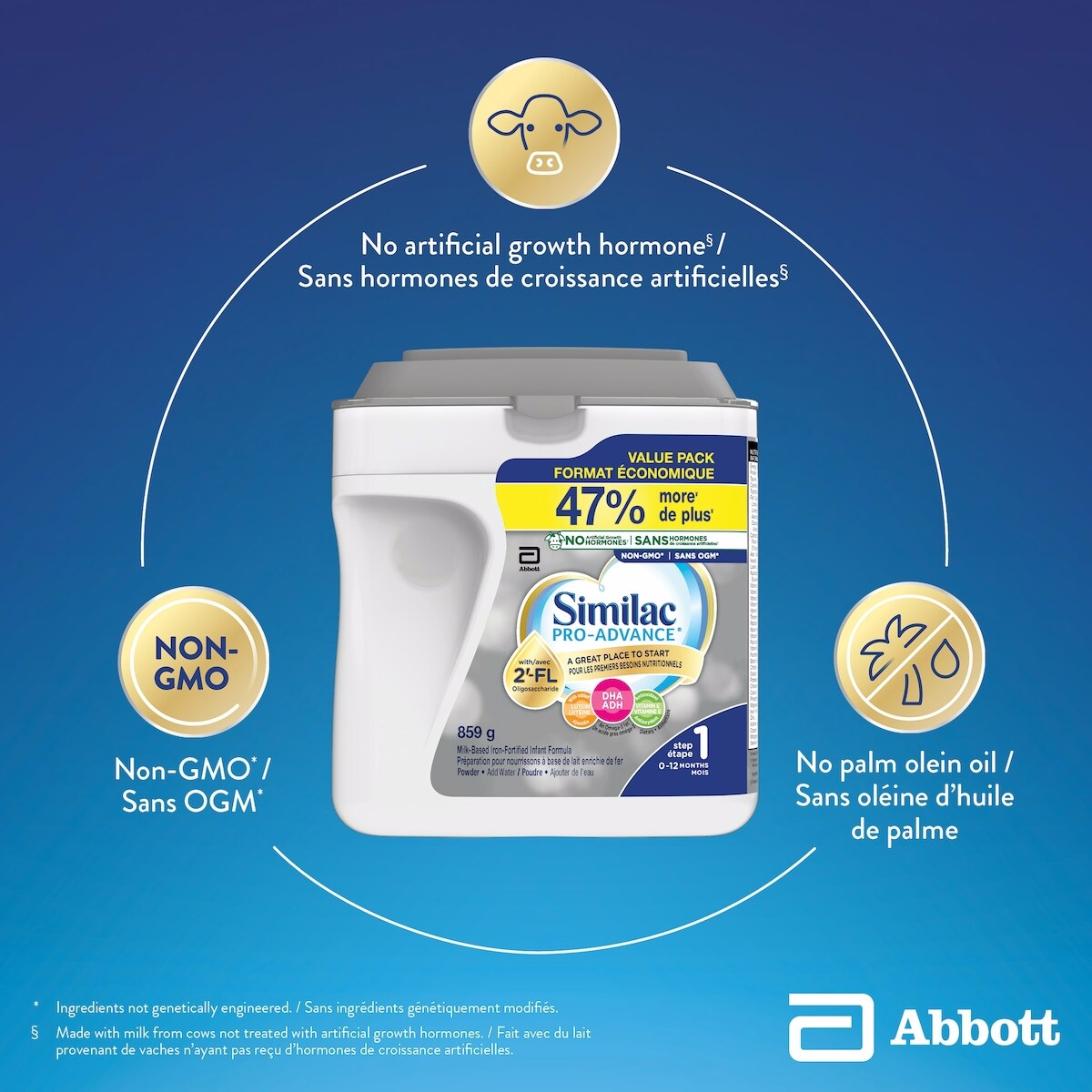 Similac Pro-Advance® Step 1 Baby Formula, 0+ Months, with 2'-FL. Immune Support Innovation: 2'-FL, Powder, 859 g Similac Pro-Advance® Step 1 Baby Formula, 0+ Months, with 2'-FL. Immune Support Innovation: 2'-FL, Powder, 859 g