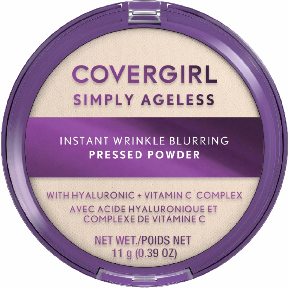 히알루론산 및 비타민 C가 함유된 Simply Ageless Instant Wrinkle Blurring Pressed Powder - 매트하고 보습하는 포뮬러, 100% 동물실험 반대