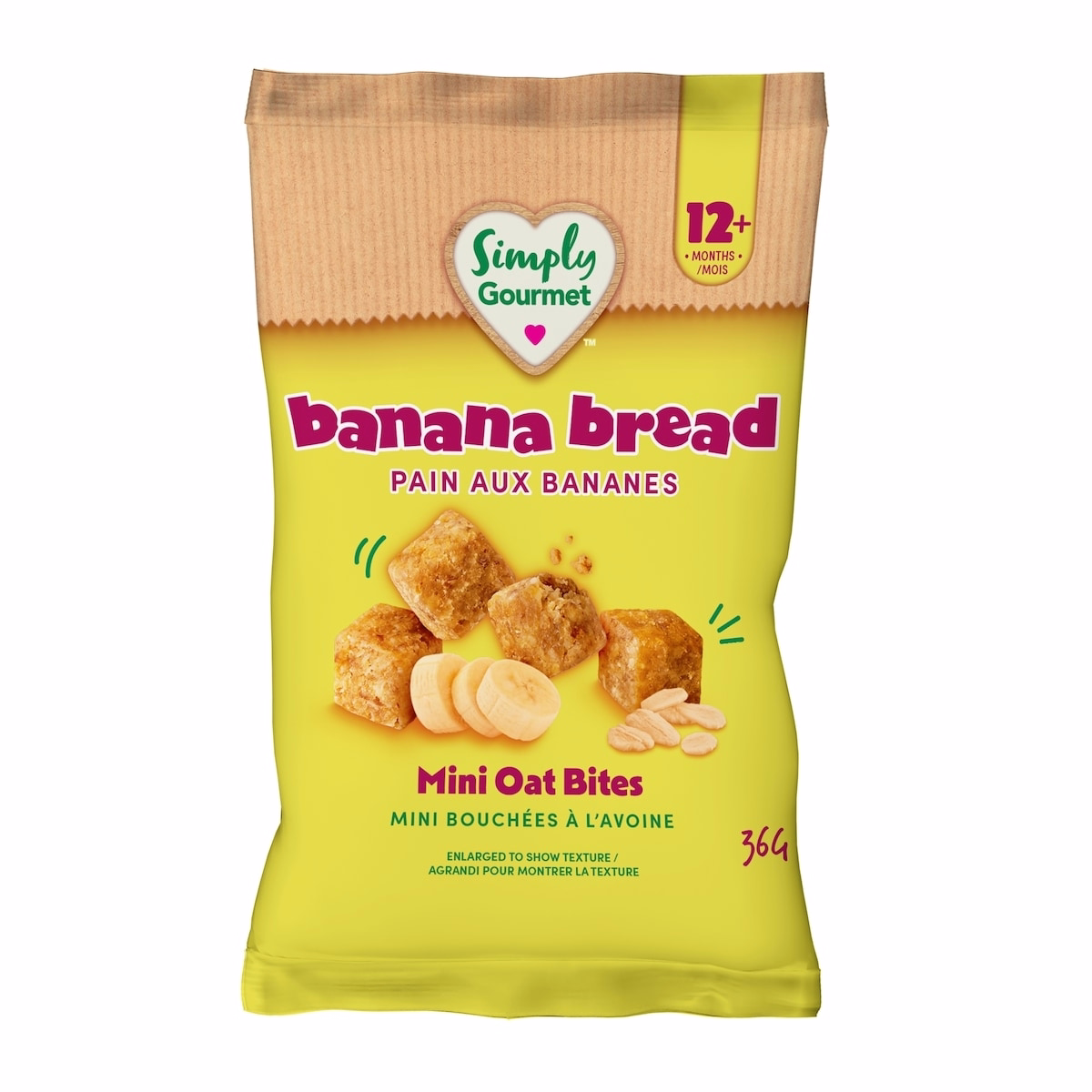 Collation pour tout-petits Simply Gourmet Mini Bouchées d'Avoine à la Banane