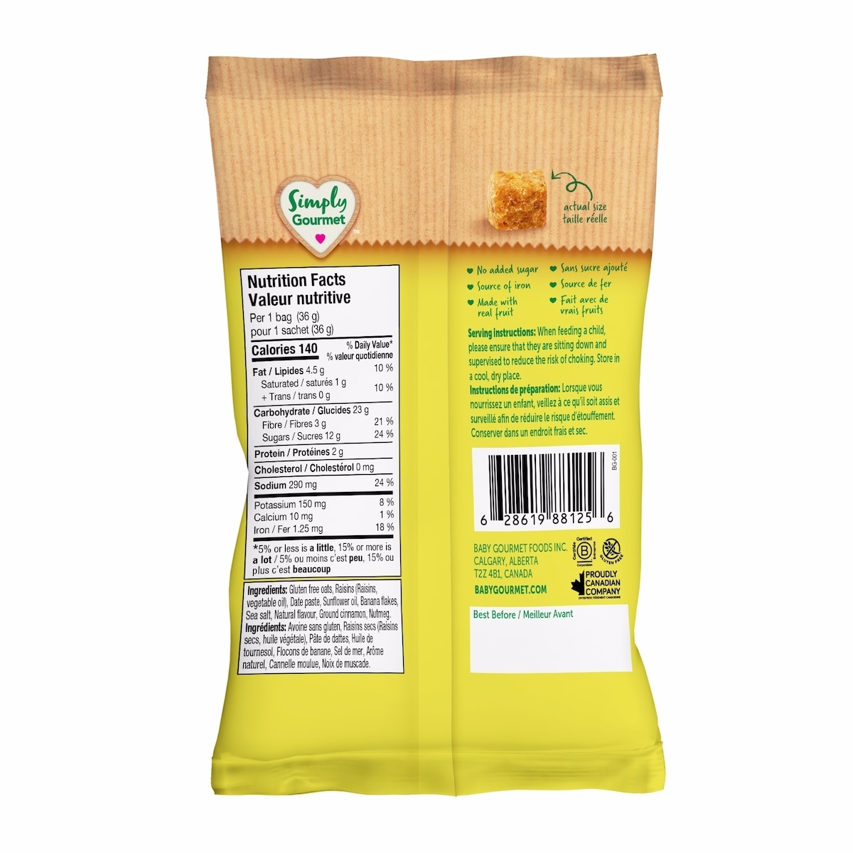 Collation pour tout-petits Simply Gourmet Mini Bouchées d'Avoine à la Banane