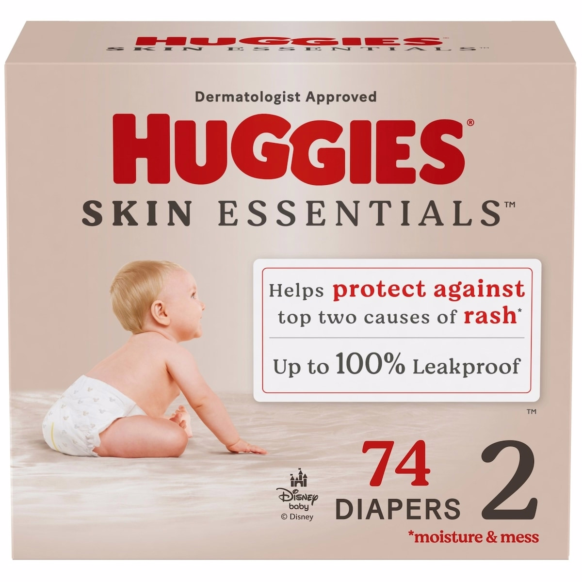 Skin Essentials Baby Diapers, Size 2 (12-18 lbs), 74 Ct
