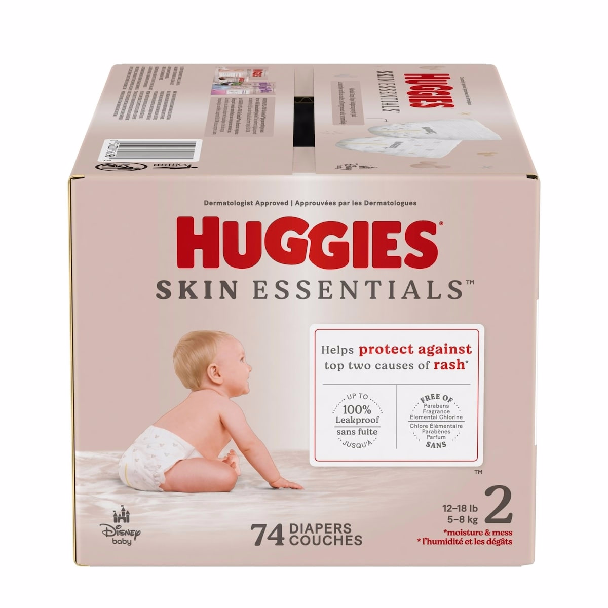 Skin Essentials Baby Diapers, Size 2 (12-18 lbs), 74 Ct
