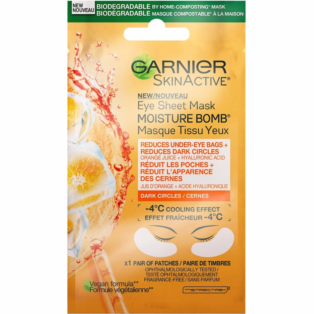 Garnier Masque feuille éclaircissant pour les yeux SkinActive Moisture Bomb