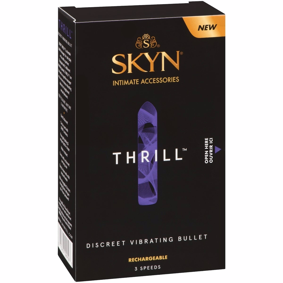 SKYN Thrill Personal Massager - Compact, Discreet, Vibrating Bullet Massager - Rose Gold Plating - Rechargeable, Water Resistant and Latex-Free, 3 spe