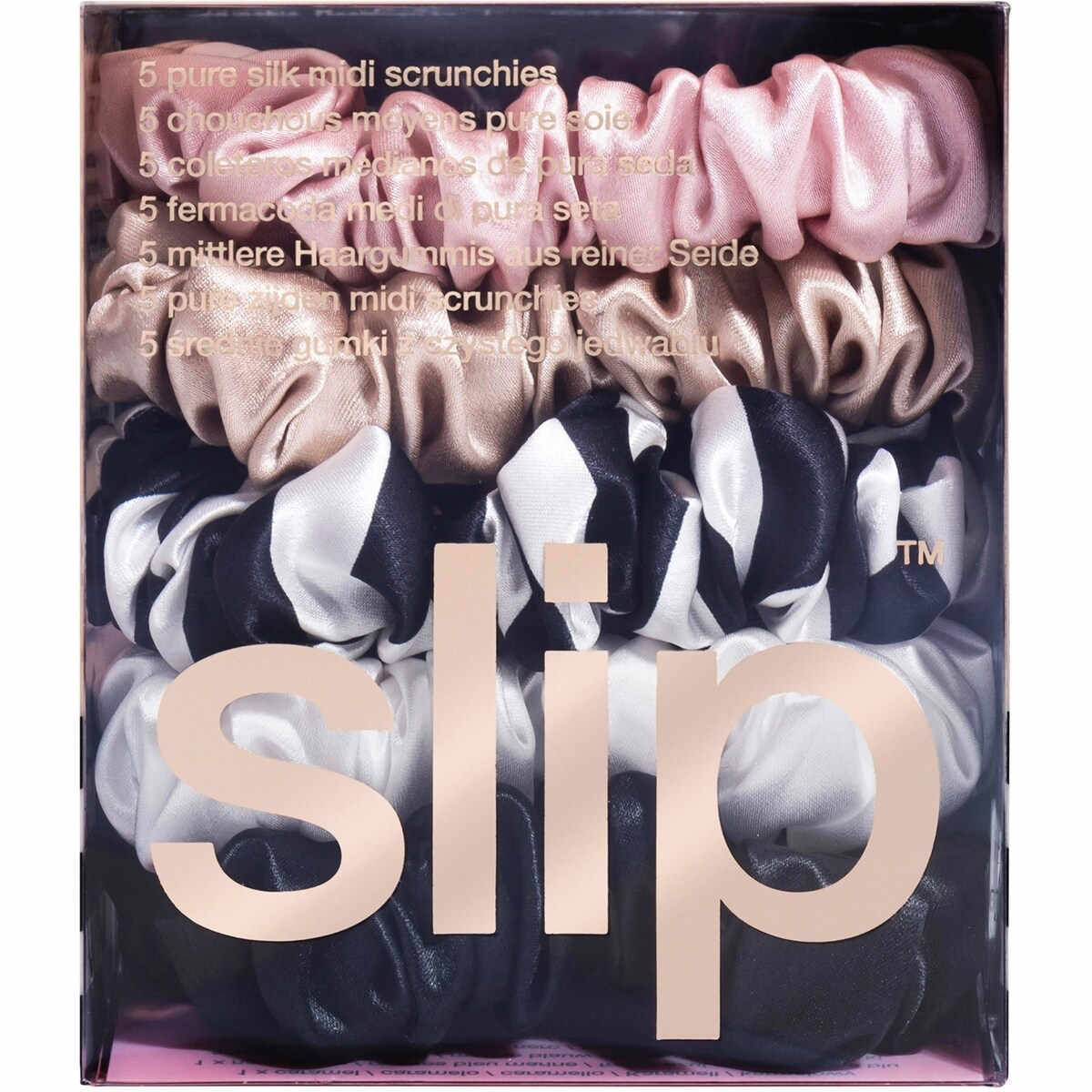 Slip Midi Scrunchies - White, Pink, Caramel, Black, Navy Stripe
