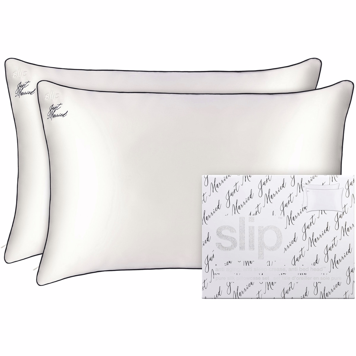 Slip ピュアシルク クイーン 枕カバー デュオ - 新婚