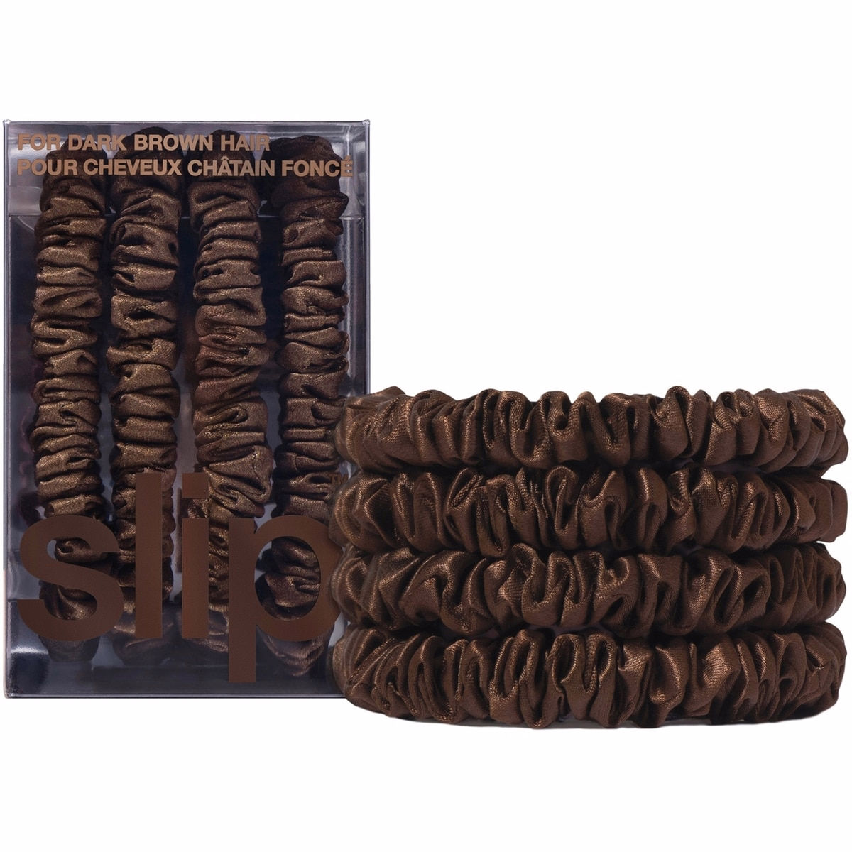 slip pure silk skinny scrunchies - dark brown