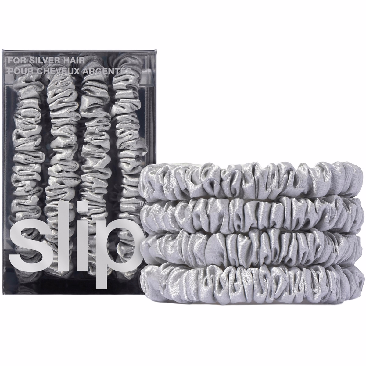 scrunchies fins Slip Pure Silk - Argent