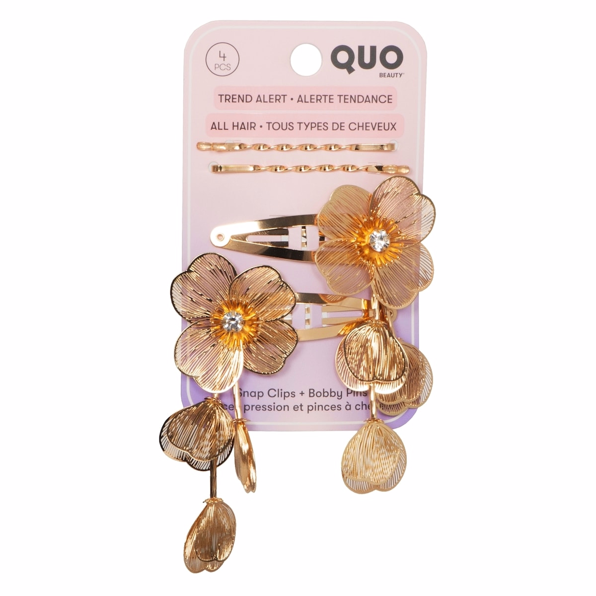 Snap Clips & Pins 4pk Flwr Gold