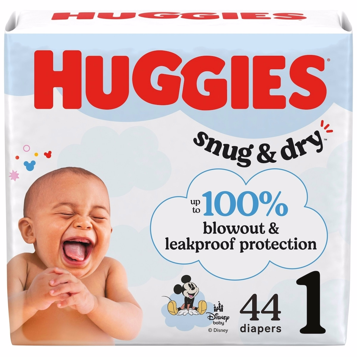 Snug & Dry Baby Diapers, Size 1 (8-14 lbs), 44 Ct